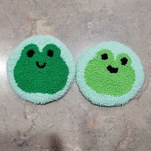 2 PieceCute Frog Face Mug Rug Coasters